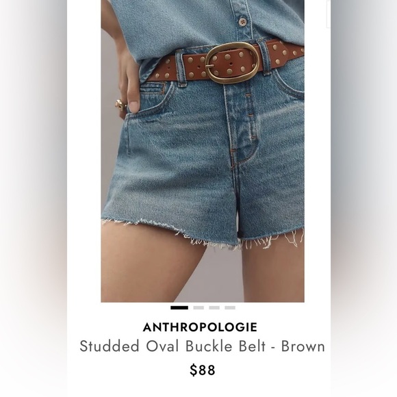 Anthropologie Studded Oval Buckle Belt Size L NEW main image 5